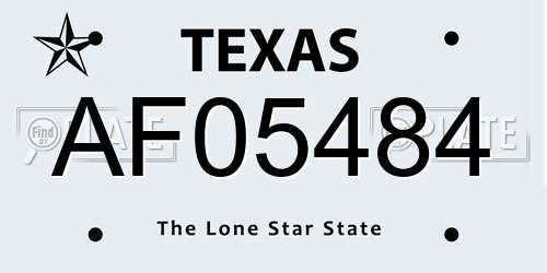 AF05484 Texas License Plate