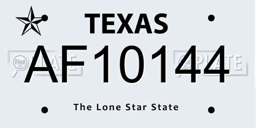 AF10144 Texas License Plate