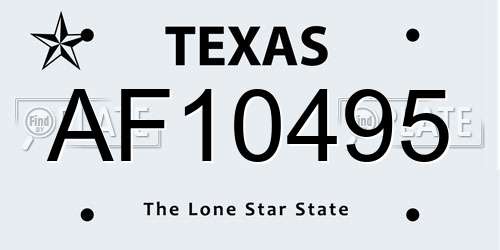 AF10495 Texas License Plate