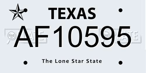 AF10595 Texas License Plate