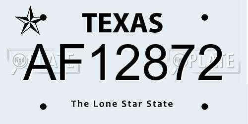 AF12872 Texas License Plate