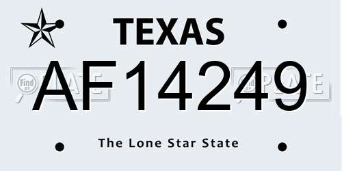 AF14249 Texas License Plate