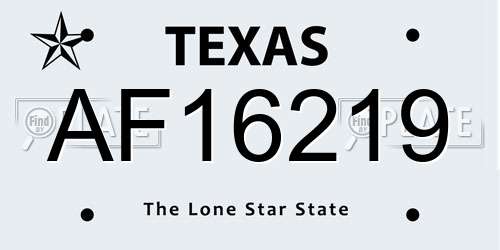 AF16219 Texas License Plate