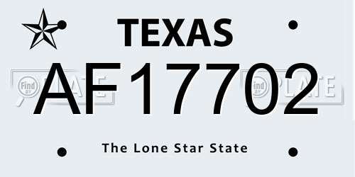 AF17702 Texas License Plate