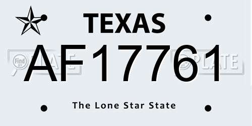 AF17761 Texas License Plate