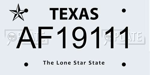 AF19111 Texas License Plate
