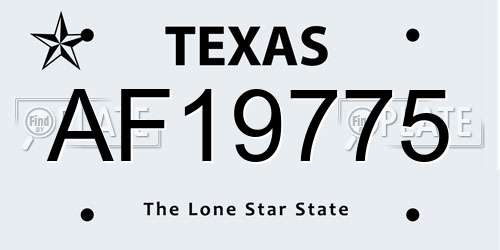 AF19775 Texas License Plate