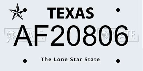 AF20806 Texas License Plate