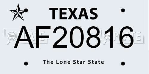 AF20816 Texas License Plate