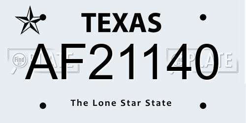 AF21140 Texas License Plate