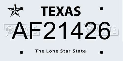 AF21426 Texas License Plate