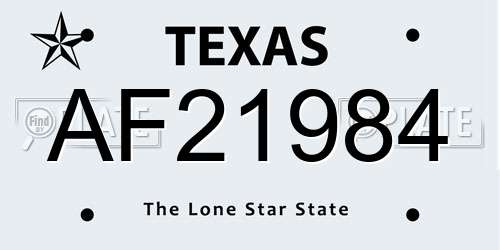 AF21984 Texas License Plate