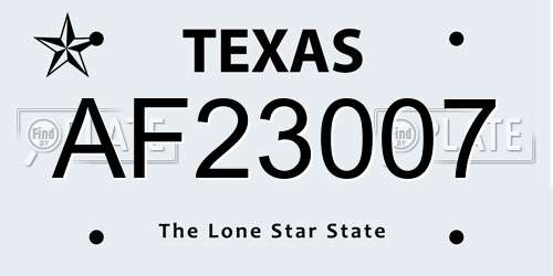 AF23007 Texas License Plate