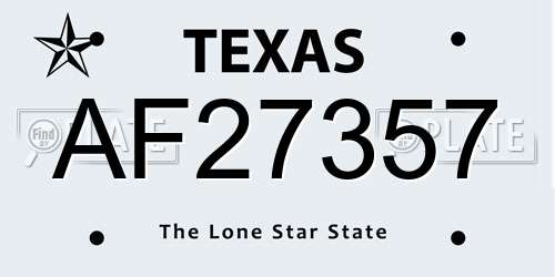 AF27357 Texas License Plate