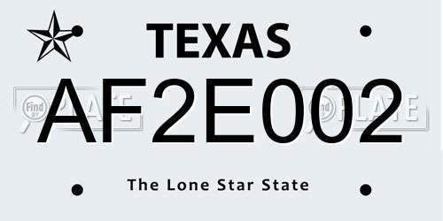 AF2E002 Texas License Plate
