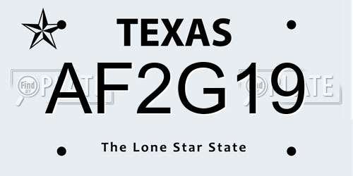 AF2G19 Texas License Plate