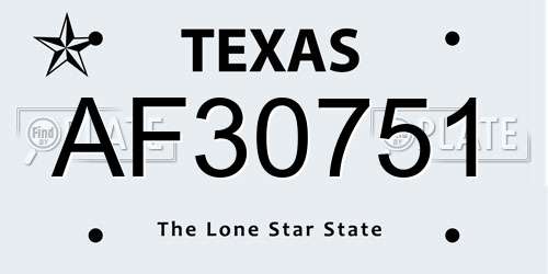 AF30751 Texas License Plate