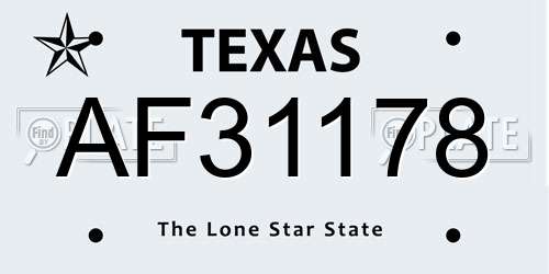 AF31178 Texas License Plate