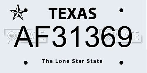 AF31369 Texas License Plate