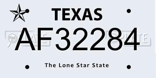 AF32284 Texas License Plate