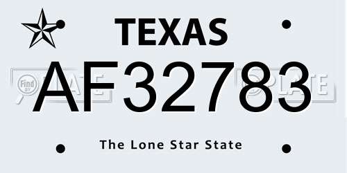 AF32783 Texas License Plate