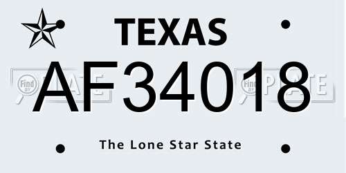 AF34018 Texas License Plate