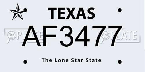AF3477 Texas License Plate
