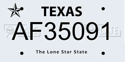 AF35091 Texas License Plate
