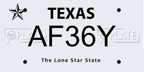 AF36Y Texas License Plate