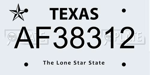 AF38312 Texas License Plate