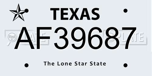 AF39687 Texas License Plate
