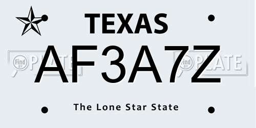 AF3A7Z Texas License Plate