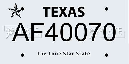 AF40070 Texas License Plate