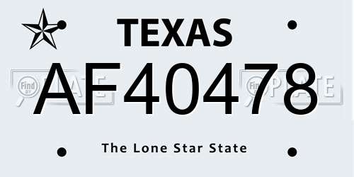 AF40478 Texas License Plate