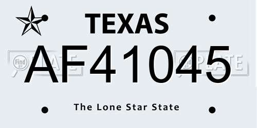 AF41045 Texas License Plate