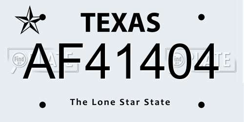 AF41404 Texas License Plate