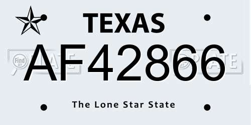 AF42866 Texas License Plate