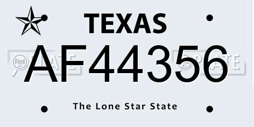 AF44356 Texas License Plate