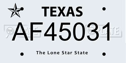AF45031 Texas License Plate
