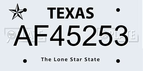 AF45253 Texas License Plate