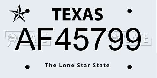 AF45799 Texas License Plate