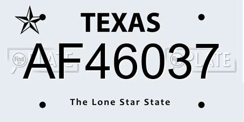 AF46037 Texas License Plate