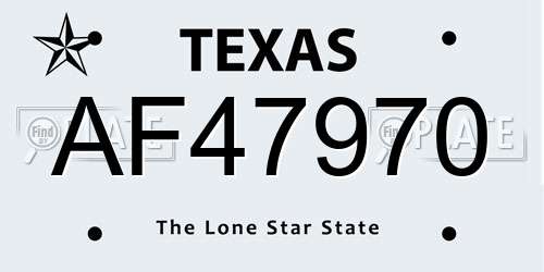 AF47970 Texas License Plate