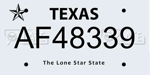 AF48339 Texas License Plate