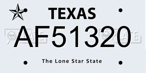 AF51320 Texas License Plate