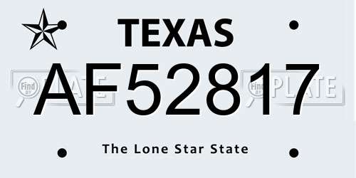 AF52817 Texas License Plate