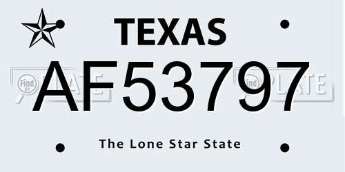 AF53797 Texas License Plate