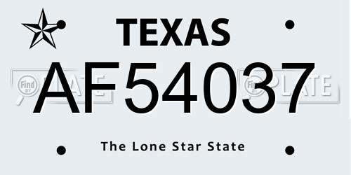 AF54037 Texas License Plate