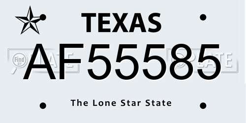 AF55585 Texas License Plate