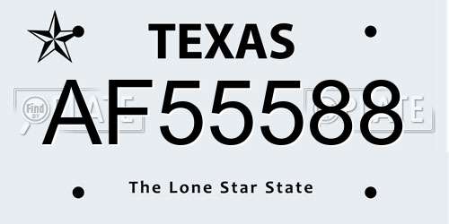 AF55588 Texas License Plate